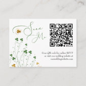 写真 オンライン RSVP QR コード シャムロック ワイルドフラワー エンクロージャーカード (正面)