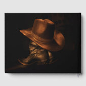 写真、カウボーイハットとブーツお祝いの生活 ゲストブック (裏面)