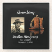 写真、カウボーイハットとロープ記念碑 ガラスコースター (正面)