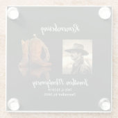 写真、カウボーイハットとロープ記念碑 ガラスコースター (裏面)