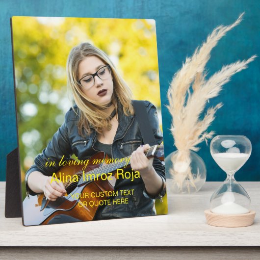 写真＆カスタムテキスト卓上プレート 愛する記憶 フォトプラーク (側面)