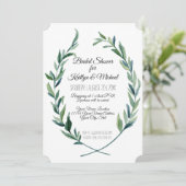 写真 カップルシャワー ライラックの花輪 オリーブの葉 招待状 (スタンド正面)