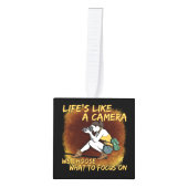 写真 – カメラフォトグラファーのような生活 キューブオーナメント (正面)