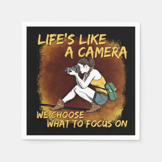 写真 – カメラフォトグラファーのような生活 スタンダードカクテルナプキン (正面)