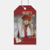 写真 クリスマス 信じる 明るい 赤い 木 ギフトタグ (正面)