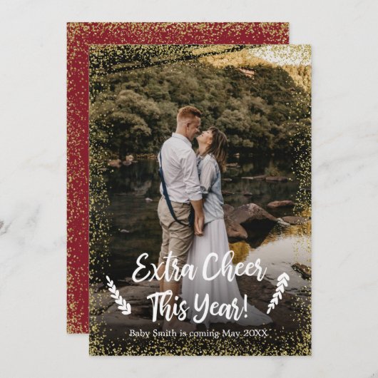 写真 クリスマス 妊娠発表 カード (正面/裏面)