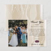 写真&クリームシルク&ハート結婚ズサンキュー ノートカード (正面/裏面)