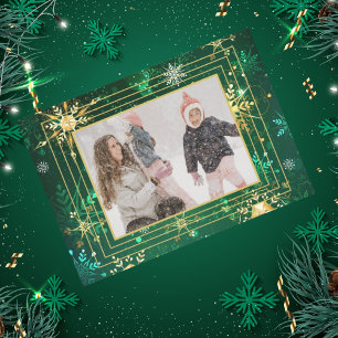 写真 グリーン ゴールド スノーフレーク クリスマス ホリデー