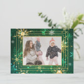 写真 グリーン ゴールド スノーフレーク クリスマス  ホリデー (スタンド正面)