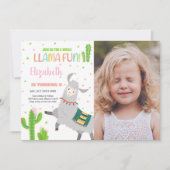 写真 グレー ラマ ファン ラマ 誕生日 招待状 (正面)