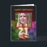 写真、ケーキとキャンドル付き21歳の誕生日を追加 カード<br><div class="desc">ろうそくでこの写真にお誕生日ケーキを追加。キャンドルは21歳の誕生日の数字で構成されている。誰にでも適した誕生日カード。</div>