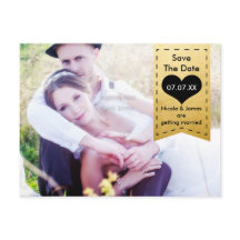 写真 ゴールドホイル＆ブラック SAVE THE DATE ポストカード