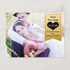 写真 ゴールドホイル&ブラック SAVE THE DATE ポストカード