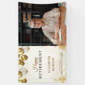 写真 ゴールド風船 幸せな退職おめでとう 横断幕 (縦)