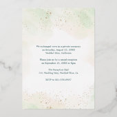 写真 ゴールド ユーカリ ラスティック ウェディング レセプション 箔招待状 (裏面)