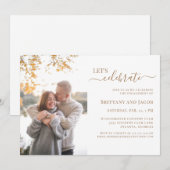 写真 ゴールド 結婚 婚約 パーティー 招待状 (正面/裏面)