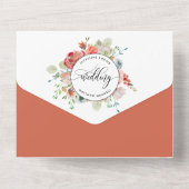 写真、サンゴ桃、クリームフローラ結婚ズ、出欠確認 オールインワン招待状 (裏面)