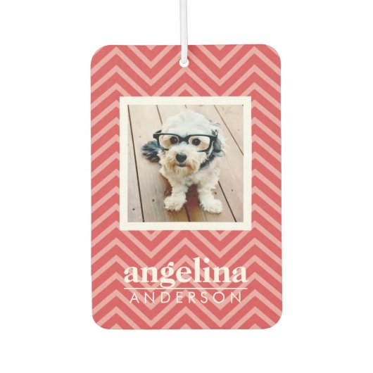 写真：シェブロン模様と名前をカスタムする カーエアーフレッシュナー (正面)