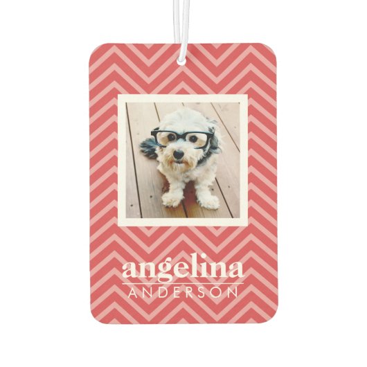 写真：シェブロン模様と名前をカスタムする カーエアーフレッシュナー (裏面)