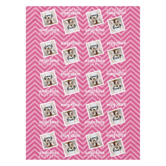 写真:シェブロン模様と名前をカスタムする テーブルクロス (正面)