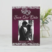 写真、シルバーハートとグリッター – 紫 セーブザデート (スタンド正面)