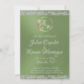 写真、シルバーハートとグリッター- Sage セーブザデート (裏面)