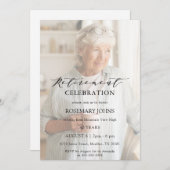 写真 シンプル モダン カリグラフィー 引退 招待状 (正面/裏面)