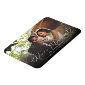 写真&スクリプトタイポグラフィ結婚の発表 マグネット (左側)