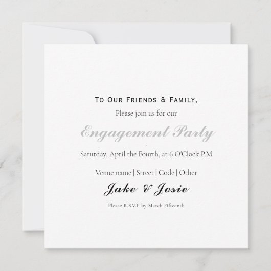 写真、スクリプト婚約した発表パーティーカード 案内状 (裏面)