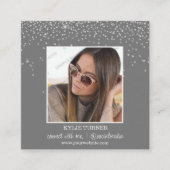 写真 |ソーシャルメディア |グレーグリッター | QRコード スクエア名刺 (正面)