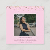 写真 |ソーシャルメディア |ピンクグリッター | QRコード スクエア名刺 (正面)