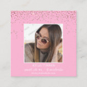 写真 |ソーシャルメディア |ピンクグリッター | QRコード スクエア名刺 (正面)