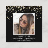 写真 |ソーシャルメディア |ブラックグリッター | QRコード スクエア名刺 (正面)