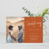 写真 タイポグラフィー 焼きオレンジ ウェディング 招待状 (スタンド正面)