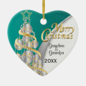 写真 – ターコイズとシルバークリスマス カスタマイズ | セラミックオーナメント (正面)