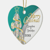 写真 – ターコイズとシルバークリスマス カスタマイズ | セラミックオーナメント (左)