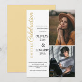 写真 ダブル セレブレーション バースデー パーティー 招待状 (正面/裏面)