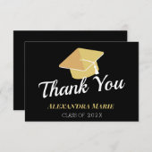 写真 チアリーダー 黒 ゴールド 白 卒業 T サンキューカード (正面/裏面)