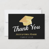 写真 チアリーダー 黒 金 白 卒業 T サンキューカード (正面)