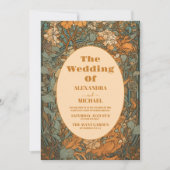 写真 テラコッタ フローラル アールヌーヴォー ウェディング 招待状 (正面)