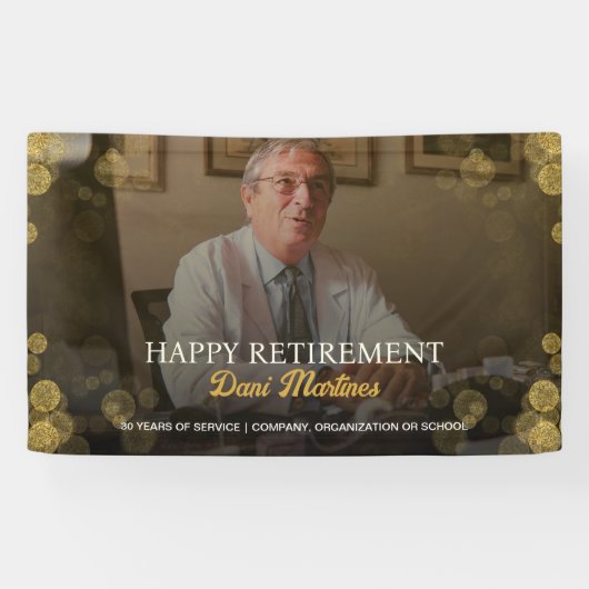 写真 ハッピーリタイアメントパーティー ゴールド コンフェッティ 横断幕 (横)