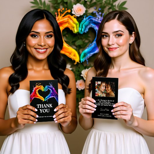 🌈写真❤️ハート付きプライド結婚ズ サンキューカード