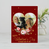 写真 ハート ゴールド グリッター ハート バレンタインデー 赤 箔シーズンカード (立ち正面)