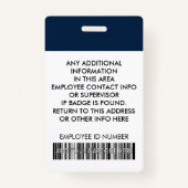 写真、バーコード、名前、ロゴネイビーブルーIDバッジ バッジ (裏面)