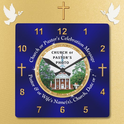 写真、パーソナライズされた牧師へのキリスト教の賜物 スクエア壁時計