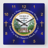 写真、パーソナライズされた牧師へのキリスト教の賜物 スクエア壁時計 (正面)