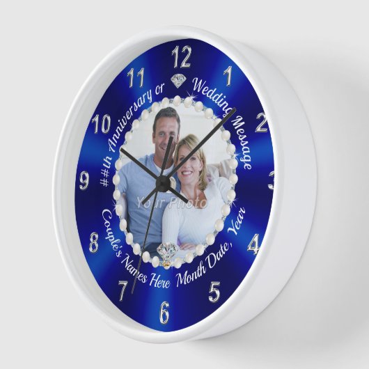 写真、パーソナライズされた記念日、任意の年 壁時計 (傾斜)
