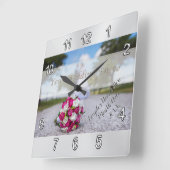 写真、パーソナライズな柱時計の結婚祝いのアイディア スクエア壁時計 (傾斜)