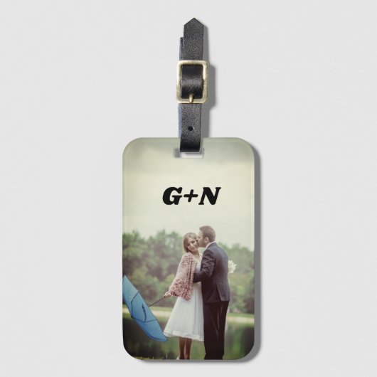 写真、パーソナライズ、イニシャル、シンプル ラゲッジタグ (正面縦)