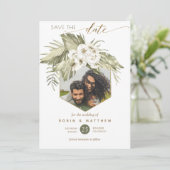 写真、パーム葉フローラグリーンウォーター色 セーブザデート (スタンド正面)